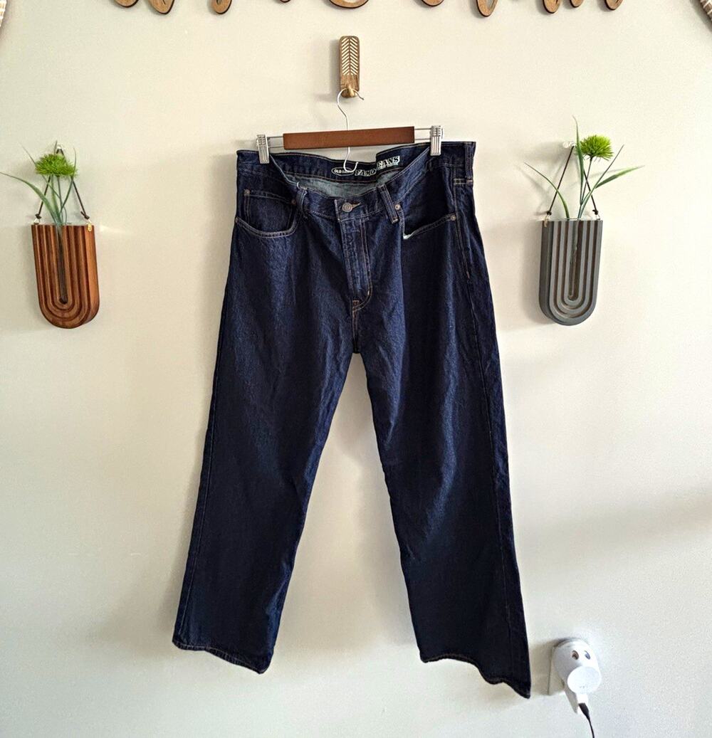 Old Navy Men's Famous Jeans Regular Fit Straight Dark Wash Blue Denim 38x30